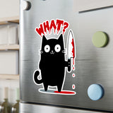 Funny Murderous Black Cat Holding a Bloody Knife Kiss-Cut Vinyl Decal