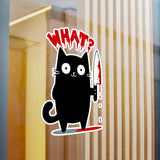 Funny Murderous Black Cat Holding a Bloody Knife Kiss-Cut Vinyl Decal