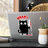 Funny Murderous Black Cat Holding a Bloody Knife Kiss-Cut Vinyl Decal