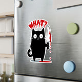 Funny Murderous Black Cat Holding a Bloody Knife Kiss-Cut Vinyl Decal