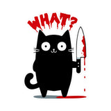 Funny Murderous Black Cat Holding a Bloody Knife Kiss-Cut Vinyl Decal