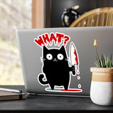 Funny Murderous Black Cat Holding a Bloody Knife Kiss-Cut Vinyl Decal