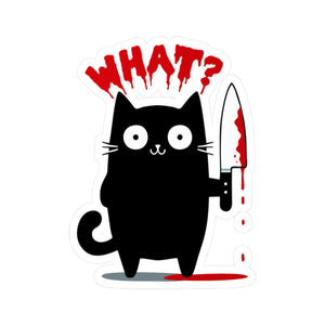 Funny Murderous Black Cat Holding a Bloody Knife Kiss-Cut Vinyl Decal